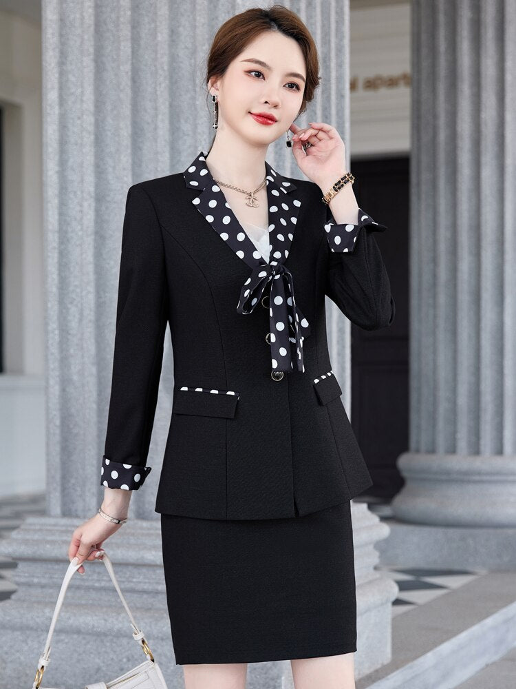 High Quality Spring Autumn Formal Ladies Red Blazer Women Business Suits Work Wear Office Uniform 2-piece Skirt Jacket Set 5XL