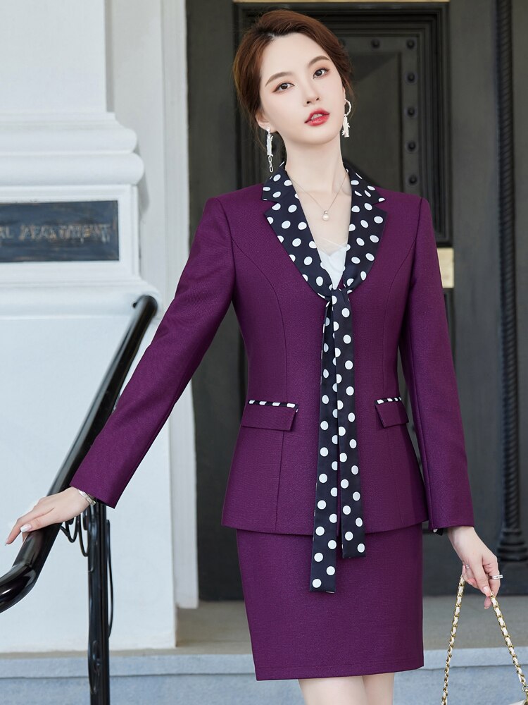 High Quality Spring Autumn Formal Ladies Red Blazer Women Business Suits Work Wear Office Uniform 2-piece Skirt Jacket Set 5XL